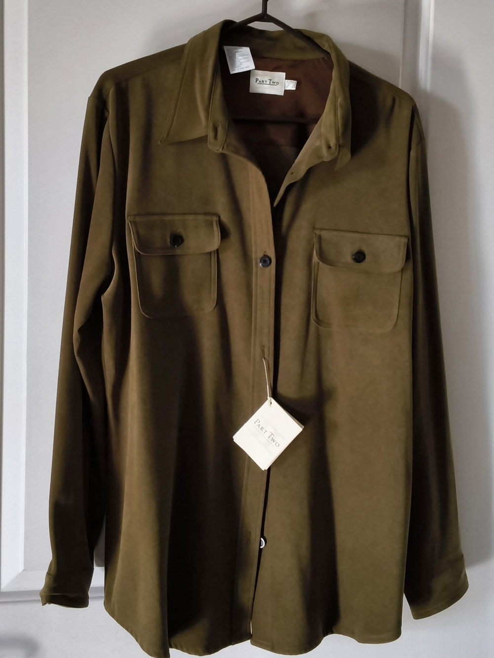 Vintage Part Two Olive Green Microsuede Longline Shacket - NWT / New Old Stock